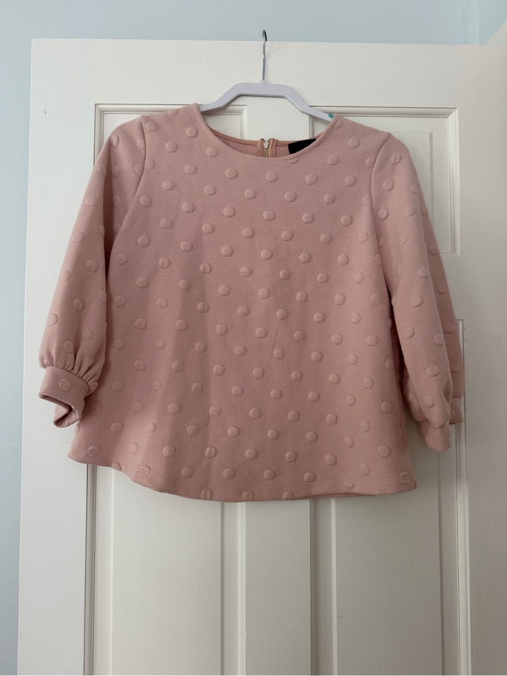 W5 Girls' Blush Pink Textured Dot Crew Neck Sweater